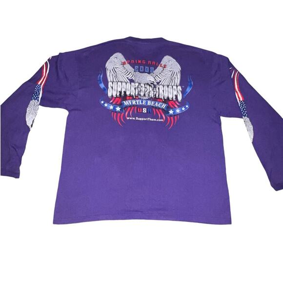 Vintage Harley Rally 2006 Support Our Troops Long Sleeve T-shirt Myrtle Beach LG - Picture 1 of 10